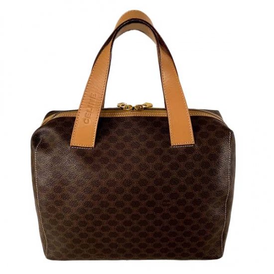 CELINE セリーヌ マカダム柄 PVC/レザー ボストンバッグ