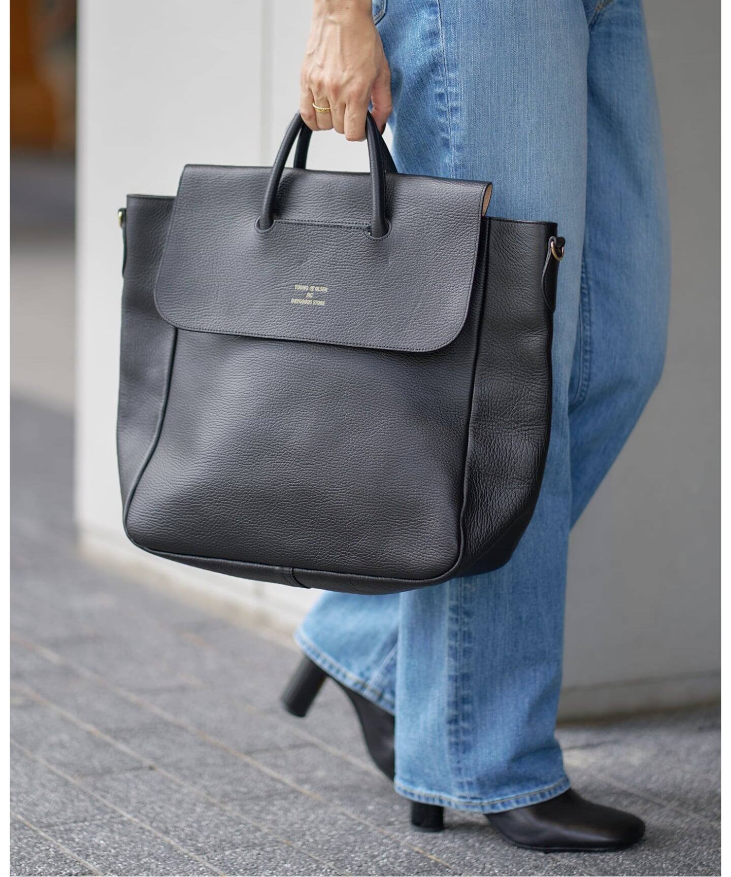 IENA｜YOUNG&OLSEN/ヤングアンドオルセン EMBOSSED LEATHER TOTE M