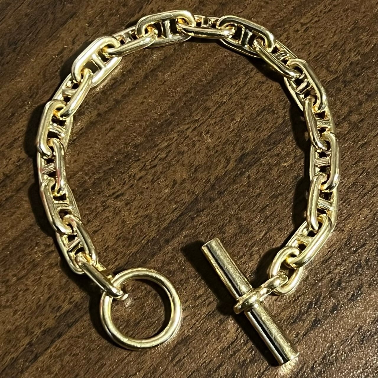 VINTAGE HERMES Chaine d'Ancre Bracelet MM 17 Links 18K Gold